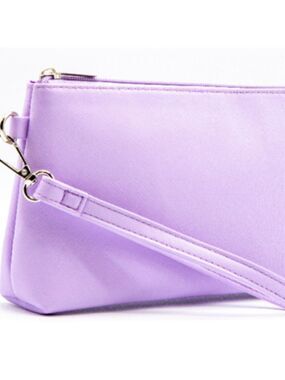 Purple Vegan Leather Periwinkle wristlet cosmetic makeup  toiletry makeup bag